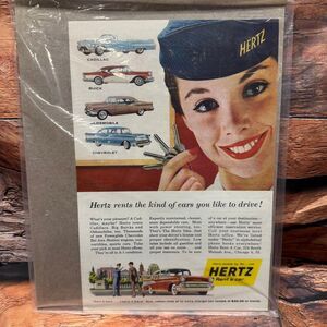 Hertz Vintage Car Rental Ad 1957 Cadillac Buick Oldsmobile Chevrolet Print